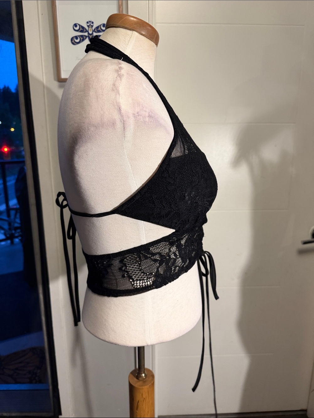 Aritzia Black Lace Halter Corset Bralette Top - Picture 4 of 7